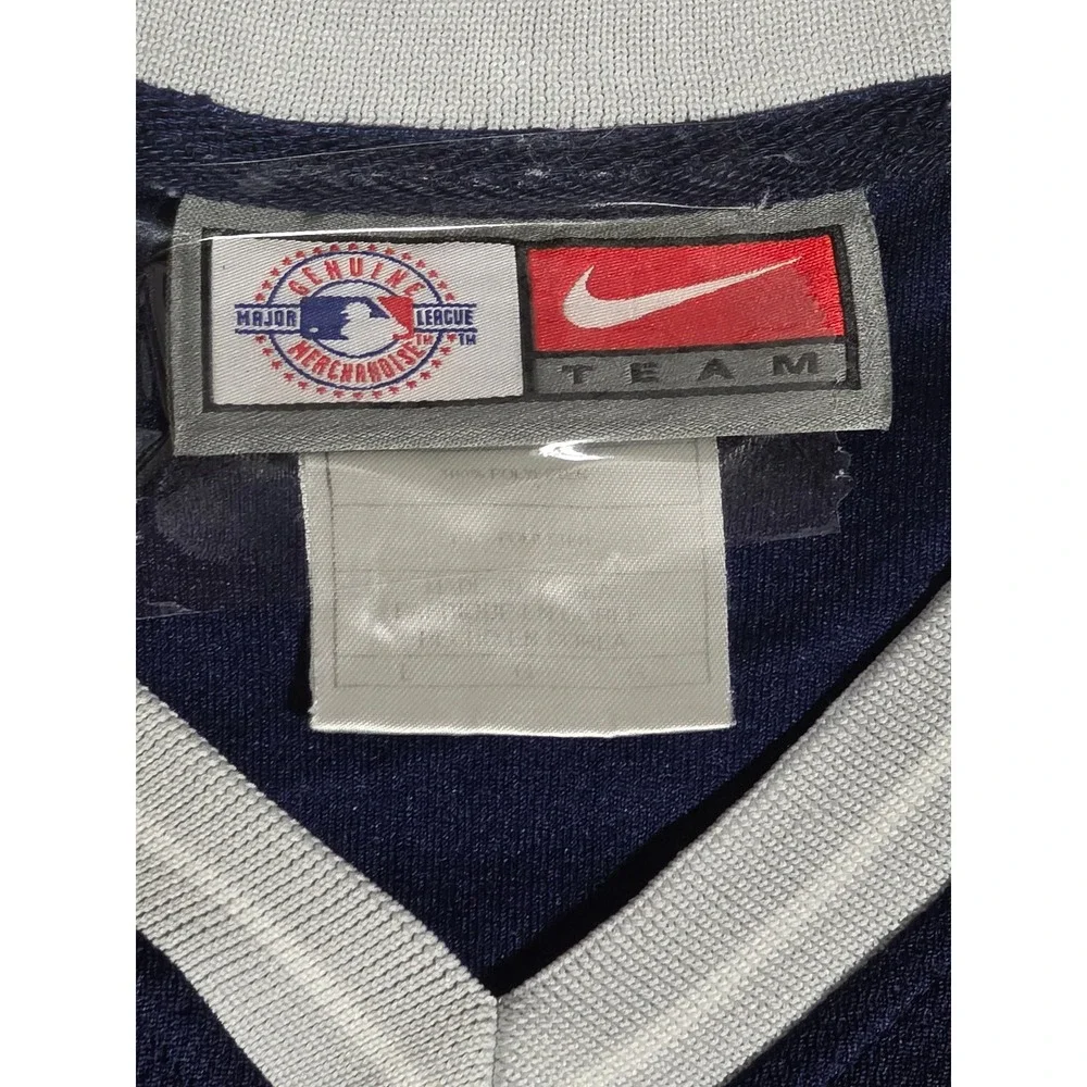Vintage Nike Team MLB New York Yankees Center Swoosh V-Neck Jersey Shirt Mens L‎